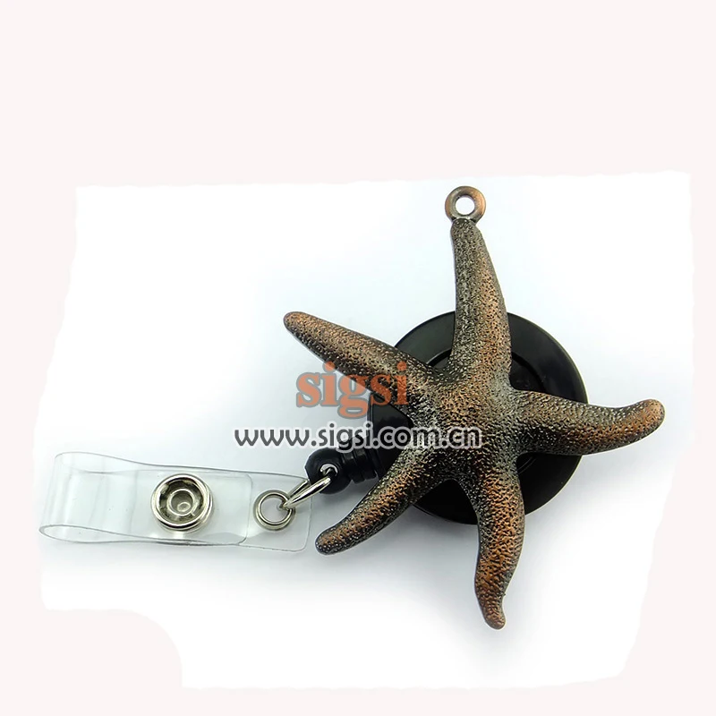 Wholesale Personalized Starfish Rhinestone Retractable Reel ID Badge Holder