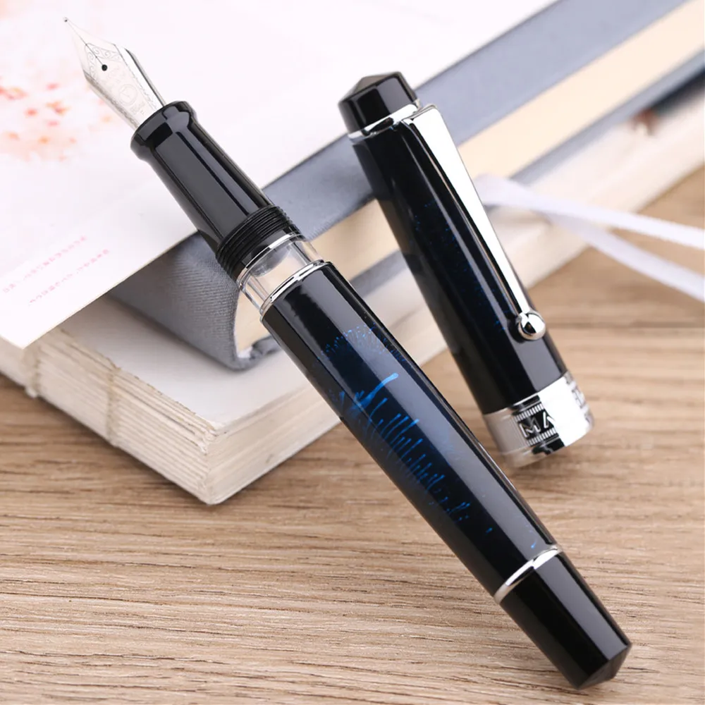 Majohn T5 Metal Fountain Pen Piston Ink Pen Iridium EF/F/ M Nib Beautiful Writing Pen Gift Set Office Supplies