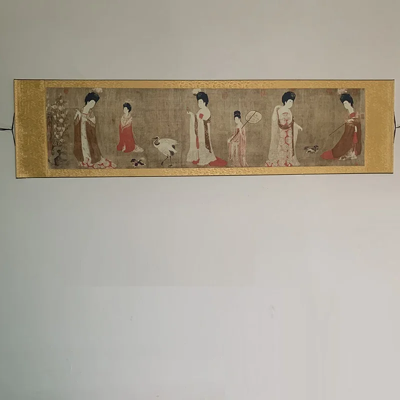 Chinese Calligraphy Classic Beauty Woman 56x210cm Copy Of Famous Painting Panoramic Painting Scroll Decoration