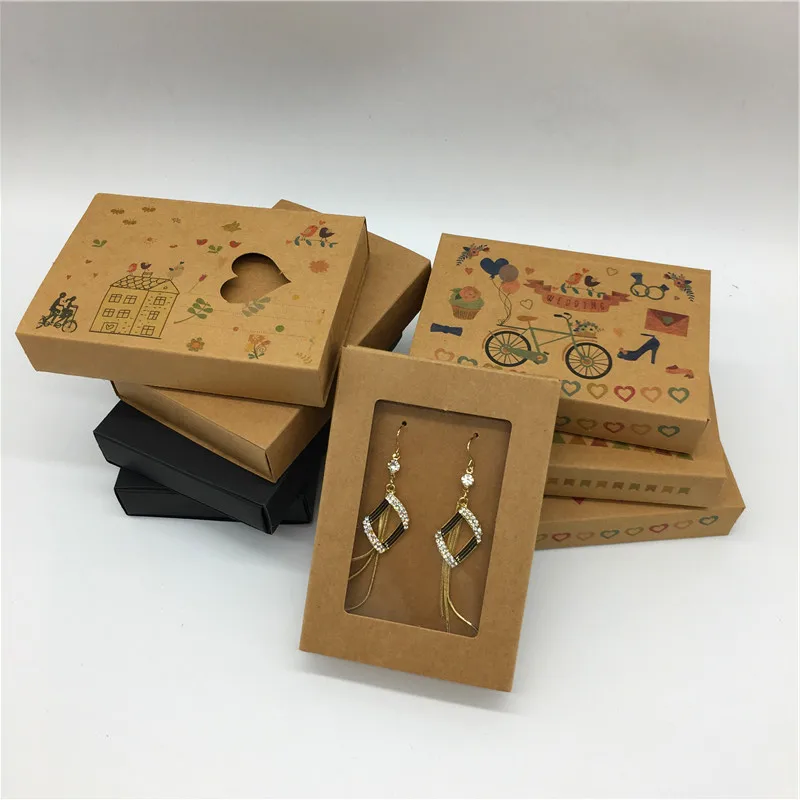 

50Sets Classic Kraft Gift box Wedding Drawer Box Gift Craft Necklace Packaging sets Boxes