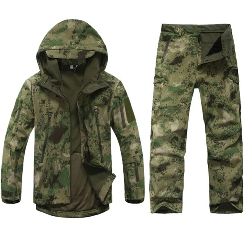 

New Sniper Camouflage Ghillie Suit Outdoors Camping Hiking Waterproof Windbreaker Softshell Fleece Secret Hunting Suit