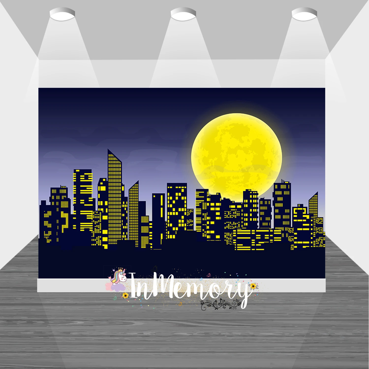 City Building Night Superhero Birthday Background Moon Baby Party Photography Backdrop Photocall For Photo Studio