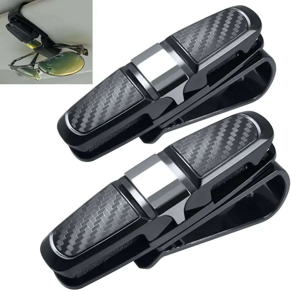 2Pcs Car Sun Visor Sunglasses Clip Car Glasses Holder Portable Ticket Card Clamp ABS Eyeglasses Case Car Accessories