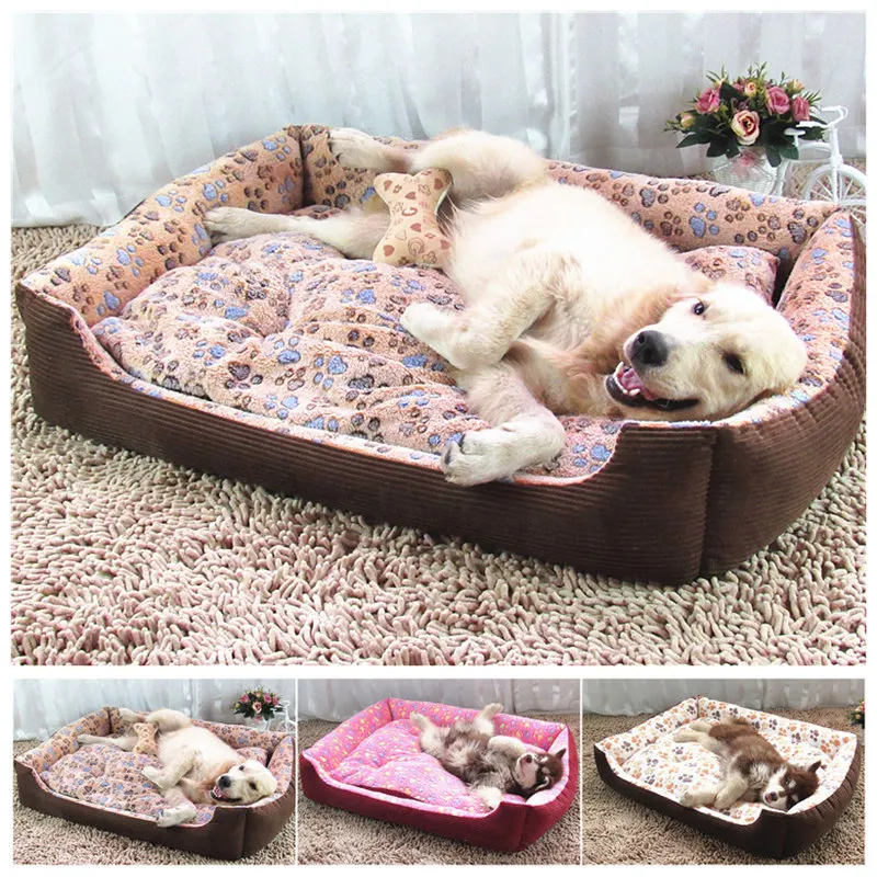 Warm Soft Paw Type Pet Bed Warming Dog House Soft Fleece Sofa Nest for Small Dogs Large Dog Golden Retriever Bed Big Dog Bed