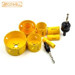 SCOWELL Bimetal Hole Saw Cutter 14mm to 92mm With Arbor A2 A4 For Metal Wood Hole Cutting Circle Holesaw Crown Saw Blades