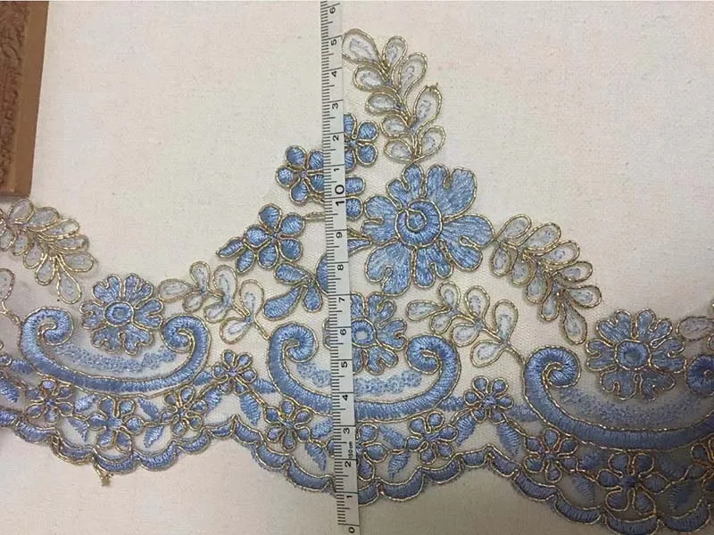 Imagem -03 - Jardas Azul Tecido de Cording Flor Venise Venise Veneza Malha Rendas Guarnição Applique Costura Artesanato para o Vestido de Casamento 15cm Largura 60