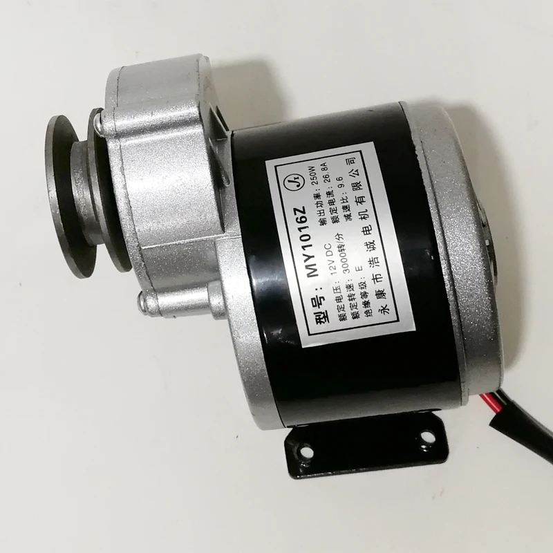 Brush Motor 12V 250W Decelerating DC Geared Motor for Playground Car Machine MY1016Z with Pulley