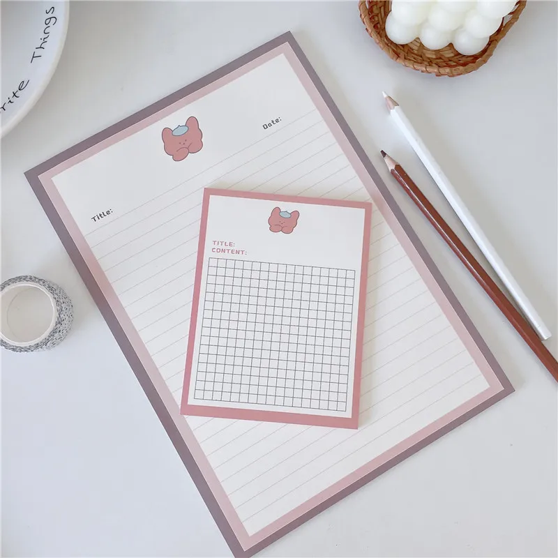 30 Sheets Kawaii Bear Grid Memo Pad Notes Paper Message Daily Weekly Check Planner To Do List Notepad Stationery School Supplies