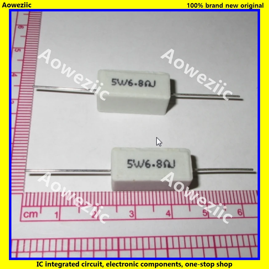 10Pcs RX27 Horizontal cement resistance 5W 6.8ohm 6.8R 6.8RJ 5W6.8RJ 5W6R8J Ceramic Resistance precision 5% Power resistance