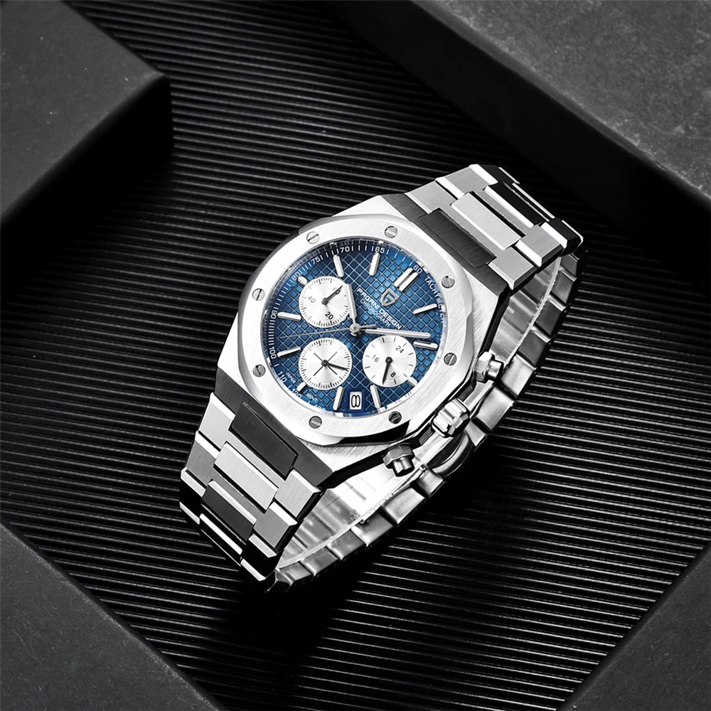 PAGANI Design-Montres à Quartz pour Homme, Saphir, Acier Inoxydable, Chronographe, Étanche à 2024 m, Montre de dehors, Nouveau, 200