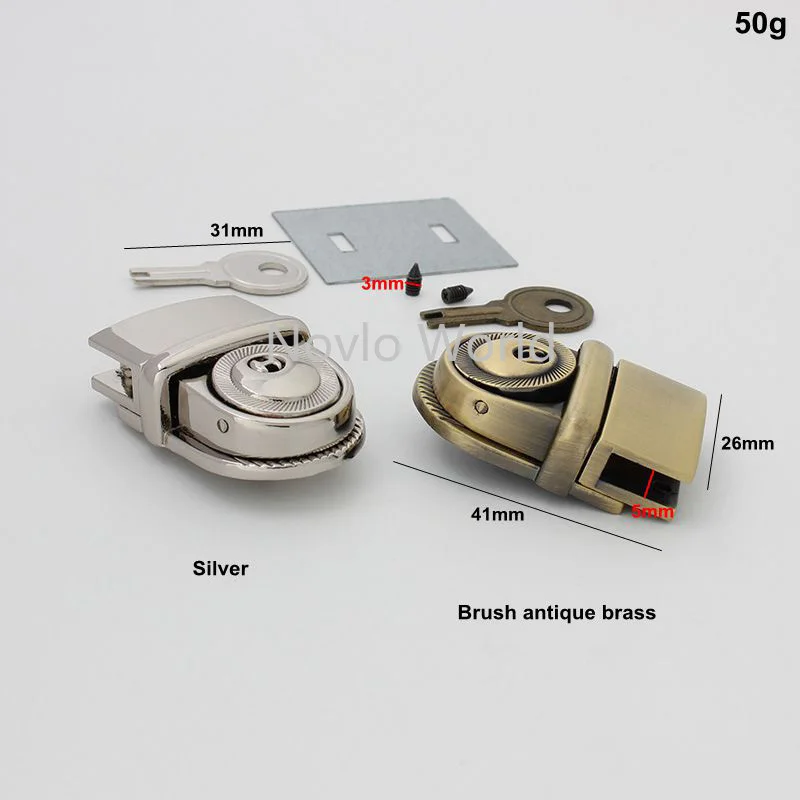 Nolvo World 2-10 pieces 41*26mm 5 colors light gold hardware lady bag lock high quality decorative press lock