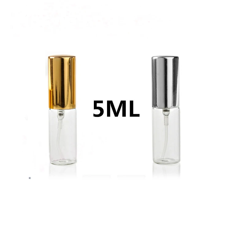 5pcs/Pack 5ml 10ml 15ml 20ml Transparent Thin Glass Perfume Bottle Clear Spray Bottle Tube Travel Sample Test Vials Refillable