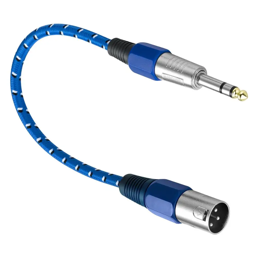 Bochara 30 سنتيمتر مضفر 6.5 مللي متر مقبس استريو ذكر إلى XLR ذكر محول الصوت كابل محمية ل ميكروفون مضخم مزج