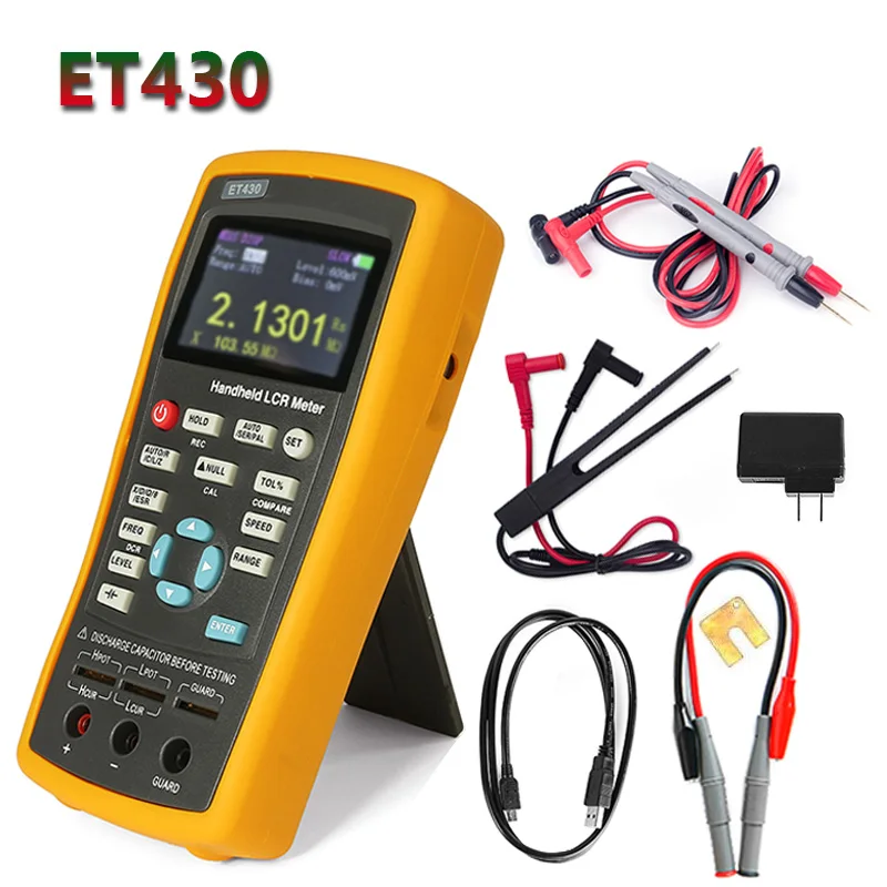 ET430 Multifunction Handheld LCR Digital Bridge High Precision Capacitance Inductance Resistance Meter With Silicone Test Lead