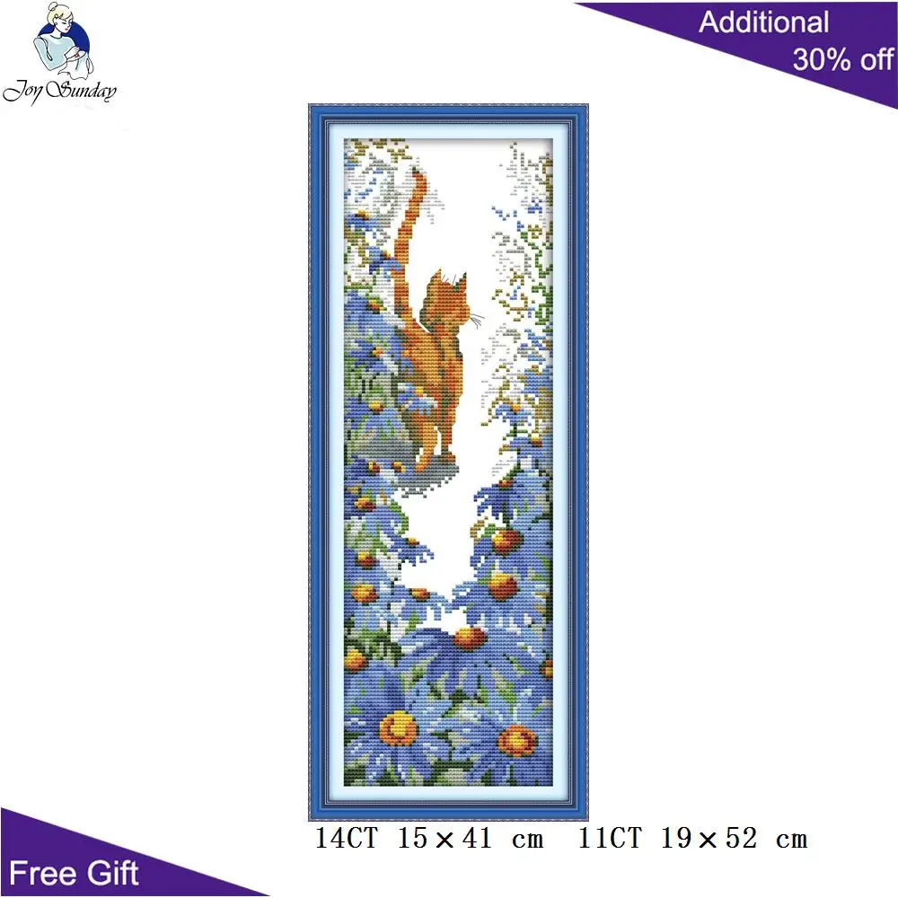 Joy Sunday-Follow Me Cat Series needpoint Home Decor, kit di ricamo fai da te, kit di punto croce, D387(1), D388(2), D389(3)