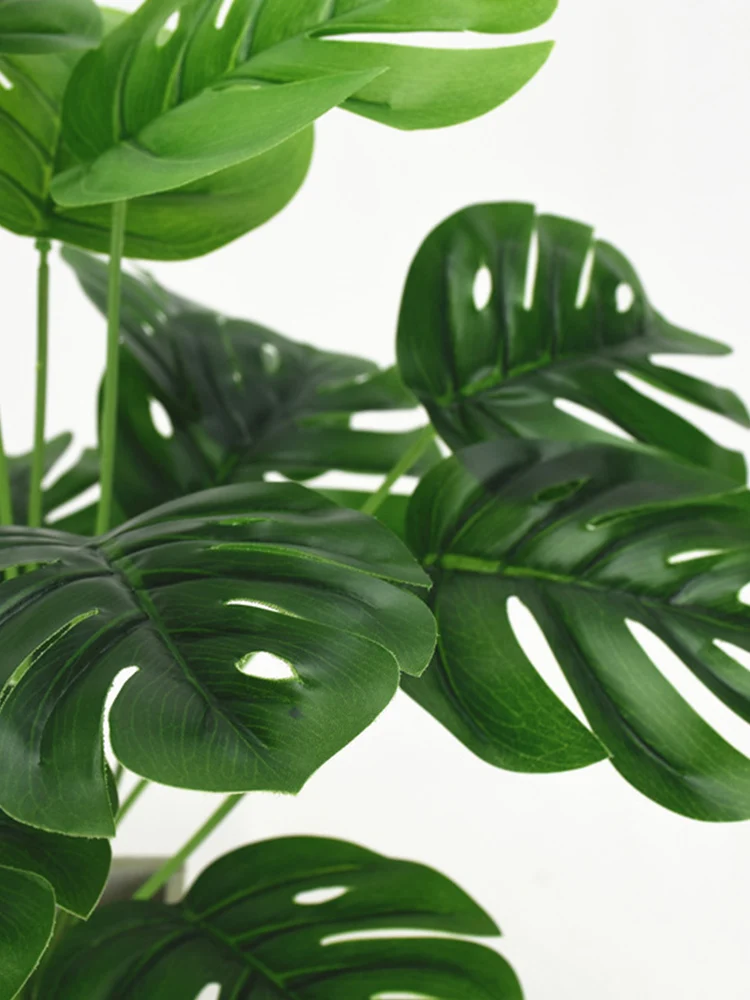 Artificial Plants Green Palm Leaves Monstera Home Garden Living Room Bedroom Balcony Decoration Tropical Plastic Fake Plant Long