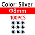 100 piezas de 8 mm plateadas