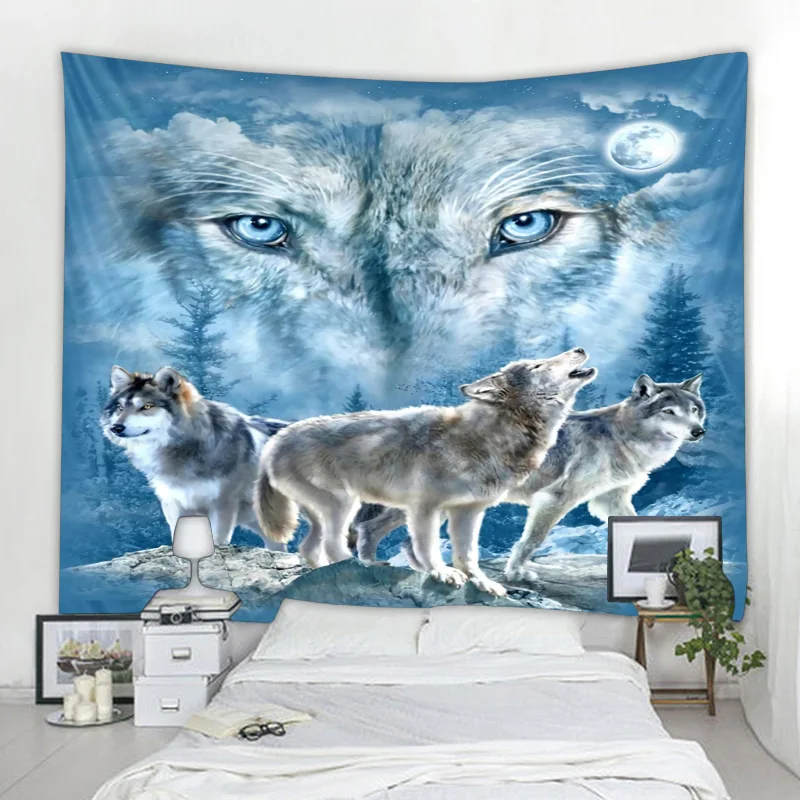 Wolf’s creative tapestry wall hanging decoration tiger lion pattern wall hangings home textile wall Bohemian decoration tapiz