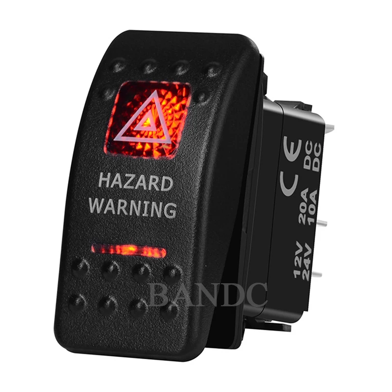 Interruptor basculante de advertencia de peligro, 5 pines, encendido-apagado, SPST, doble Led rojo para coche, barco, RV, vehículos de camión,