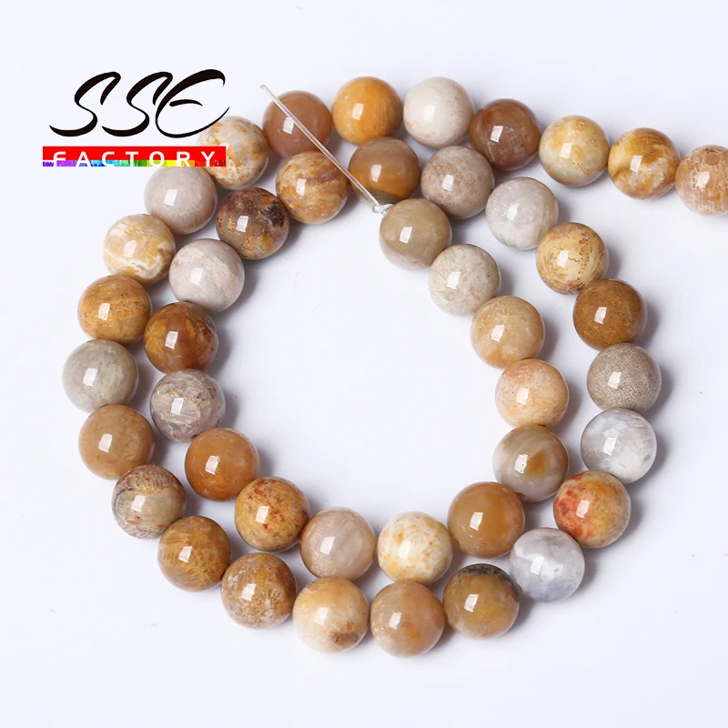 Wholesale Natural Chrysanthemum Stone Beads Natural Coral Jade Round Loose Beads  15