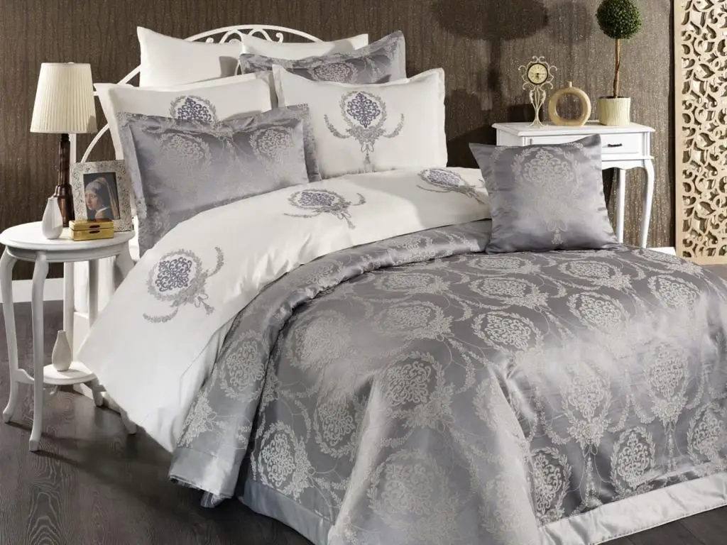 Land Of dowry Virgo Bed Cover Cream Gray