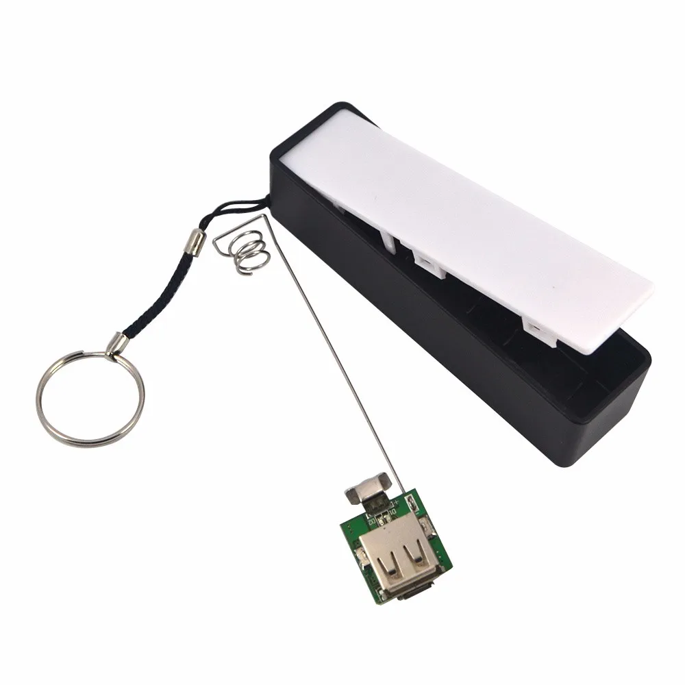 USB Portable Power Bank With Key Chain 2600mAh External Power Bank Case Pack Box 18650 Battery Charger No Battery