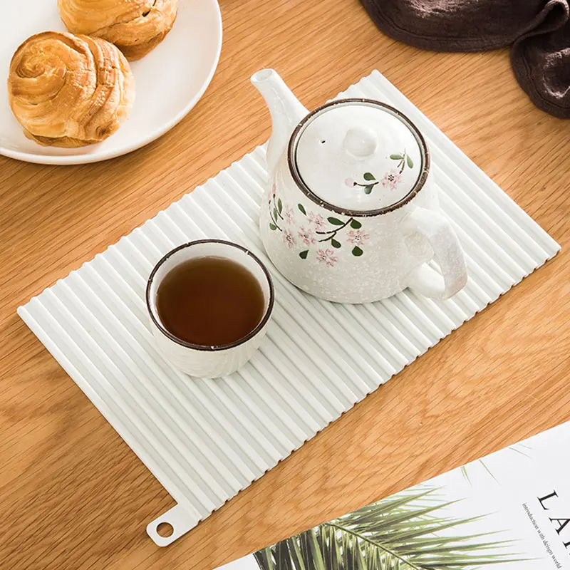 

Foldable Drain Pad Non-Slip Thickened Silicone Dish Drying Square Mat Heat Resistant Kitchen Utensil 32x40cm Placemat Table Mat