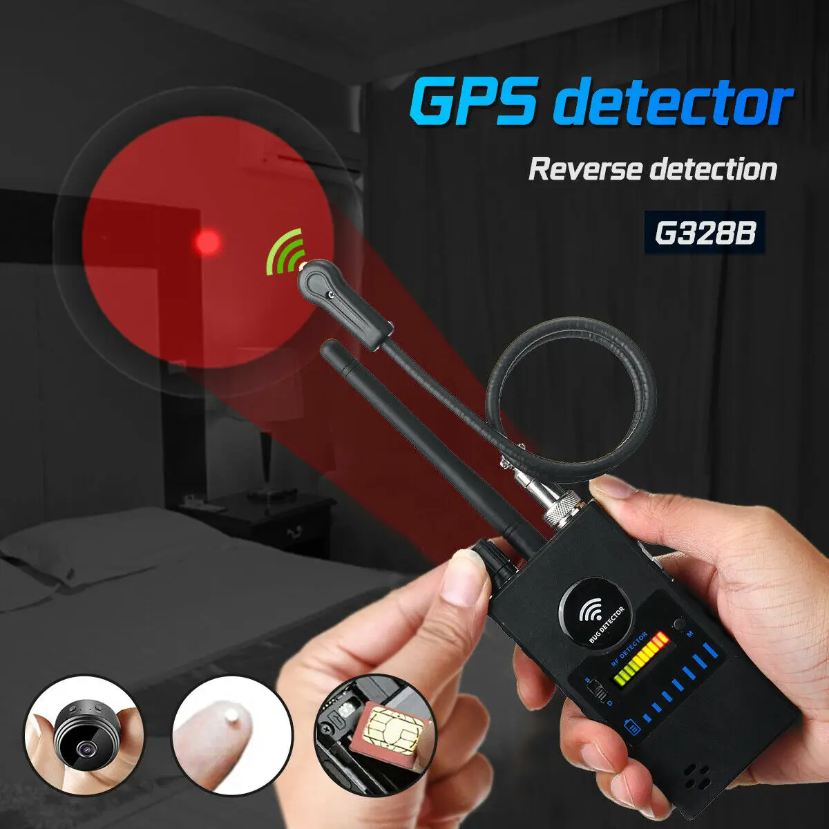 

Anti-Spy Wireless RF Signal Detector Anti Candid Camera Finder Eavesdropping Pinhole Bug GPS Tracker GSM Audio Devices Scanner