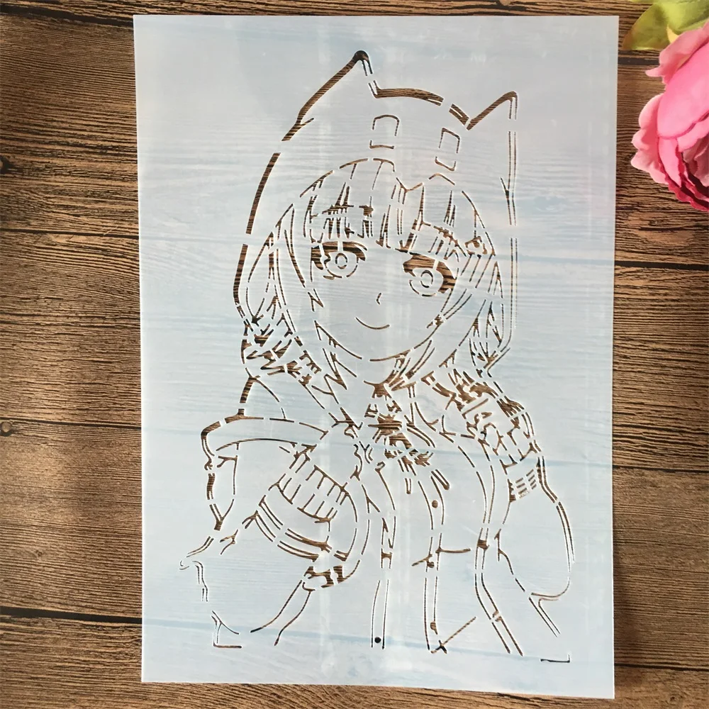 A4 29cm Anime Zero Two Darling In The FranXX Cute DIY Layering Stencils Painting Scrapbook Coloring Emboss Album Decor Template