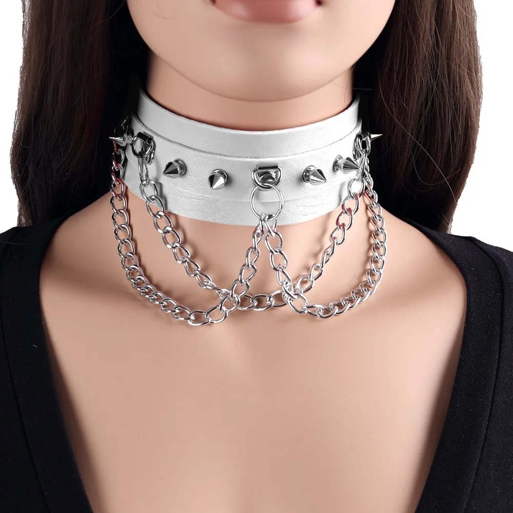 

Sexy Spiked Choker Punk Goth Collar Harness Women Lingerie Rivets Studded Choker Chunky Necklace Jewelry Metal Emo Accessories