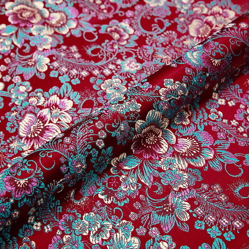 Brocade pattern jacquard fabrics high quality satin dress material for sewing cheongsam and kimono DIY designer