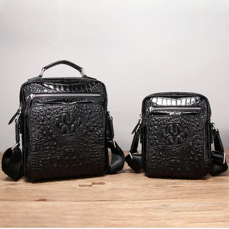 Imagem -05 - Bolsa de Couro Genuíno para Homens Couro Real Bolsa Tiracolo Casual de Crocodilo Alta Qualidade na Moda