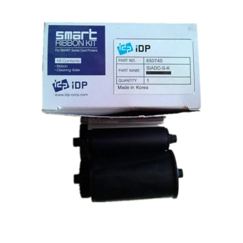 Original IDP 650740 Smart 30S 30L 50S 50D 50L ID Card Printer Resin SIADC-S-K Black Ribbon 1200 Prints 1 Roll