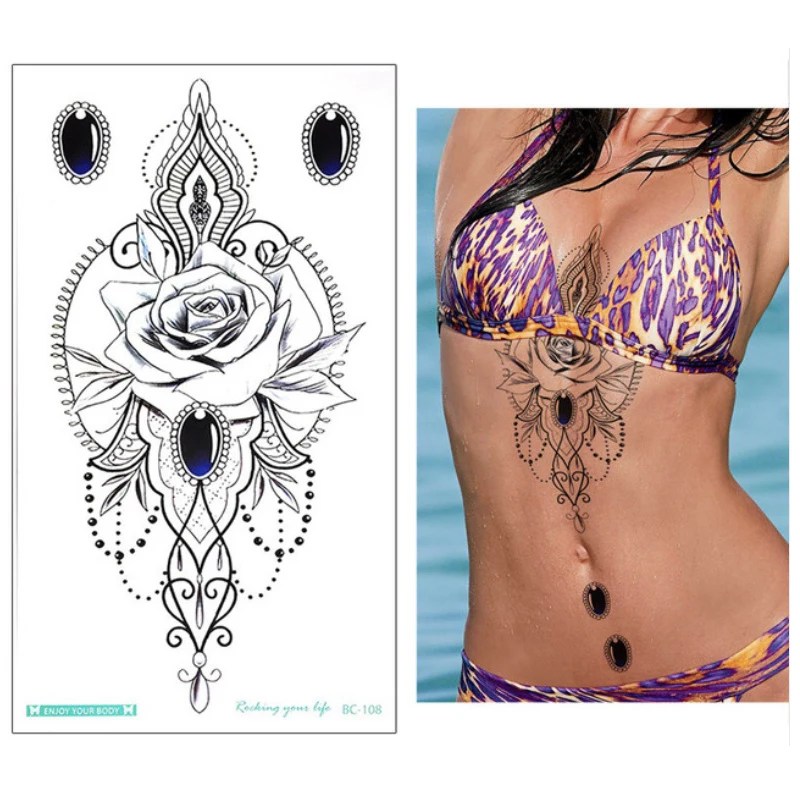 1pcs Temp Body Art Lower Back Temporary Tattoos Fantasy Fake Tattoo for Women Girls Adult  Tribal Totem Waterproof Stickers