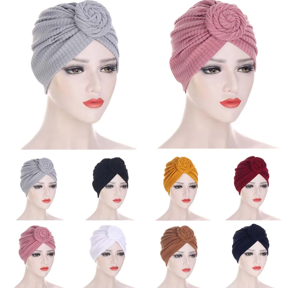 

2024 New Fashion Solid Indian Arab Wrap Turban Caps Women Head Scarf Hijab Bonnet Bohemian Inner Hijabs for Cap Muslim Headdress