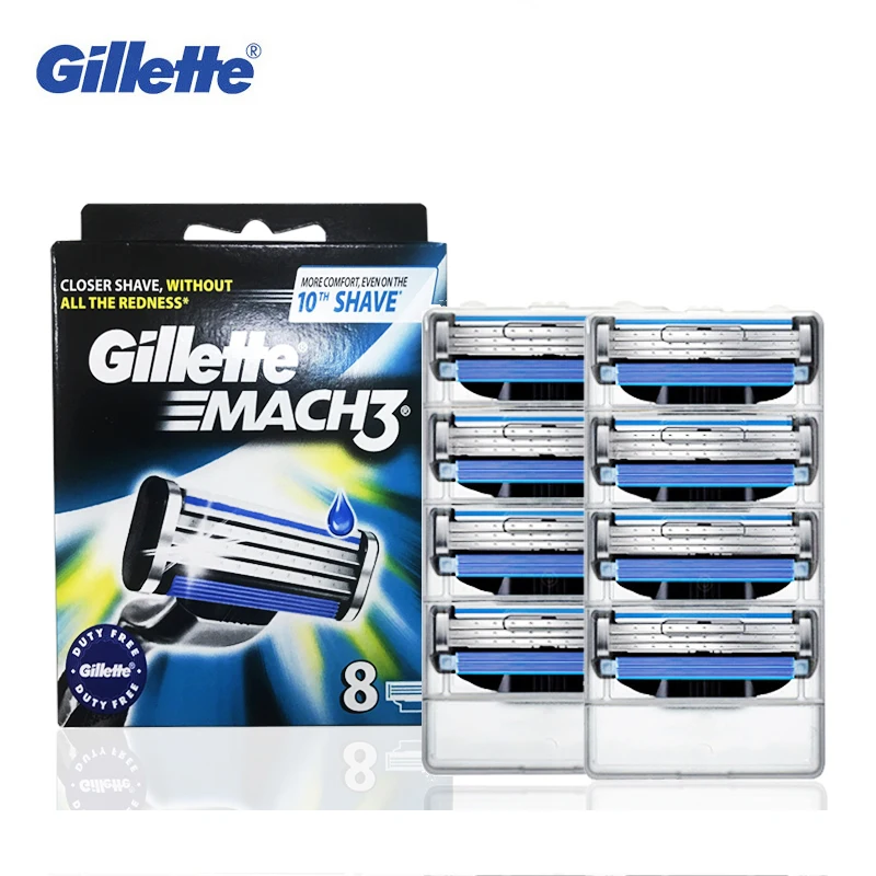 Gillette Mach 3 Pisau Cukur Cukur untuk Pria Perawatan Wajah Pisau Cukur Manual Pisau Cukur Lurus 8 Isi Ulang