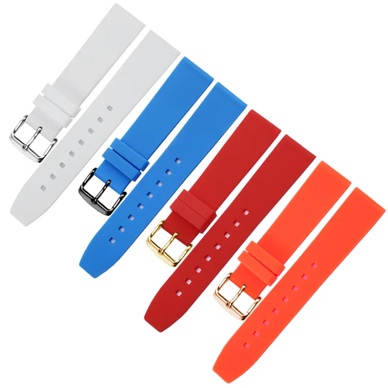 Quick Release 16 18 20 22 24mm Silicone Rubber Strap Black Red Orange With Pin Buckle For Casio Seiko Female And Male Bracelet