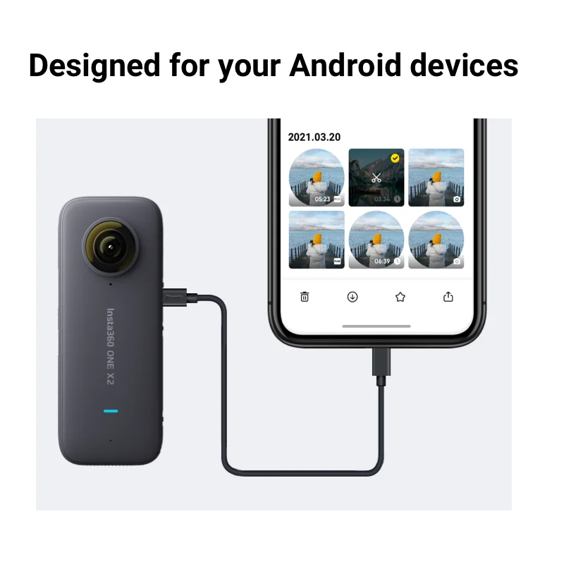 Insta360-x3/one x2 usb tipo c cabo de transferência para android, ipad, mac, insta 360, câmera do esporte, acessórios originais