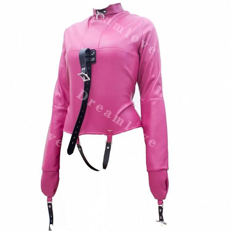 Unisex Soft Faux Leather Max Security Straitjacket with Crotch Strap Straight Jacket Adult Slave Bondage Gear