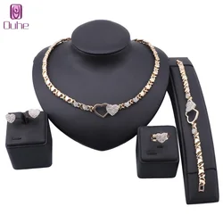 Women Fashion Star Heart Crystal Necklace Bracelet Wedding Party Elegant Earrings Ring Classic Jewelry Sets