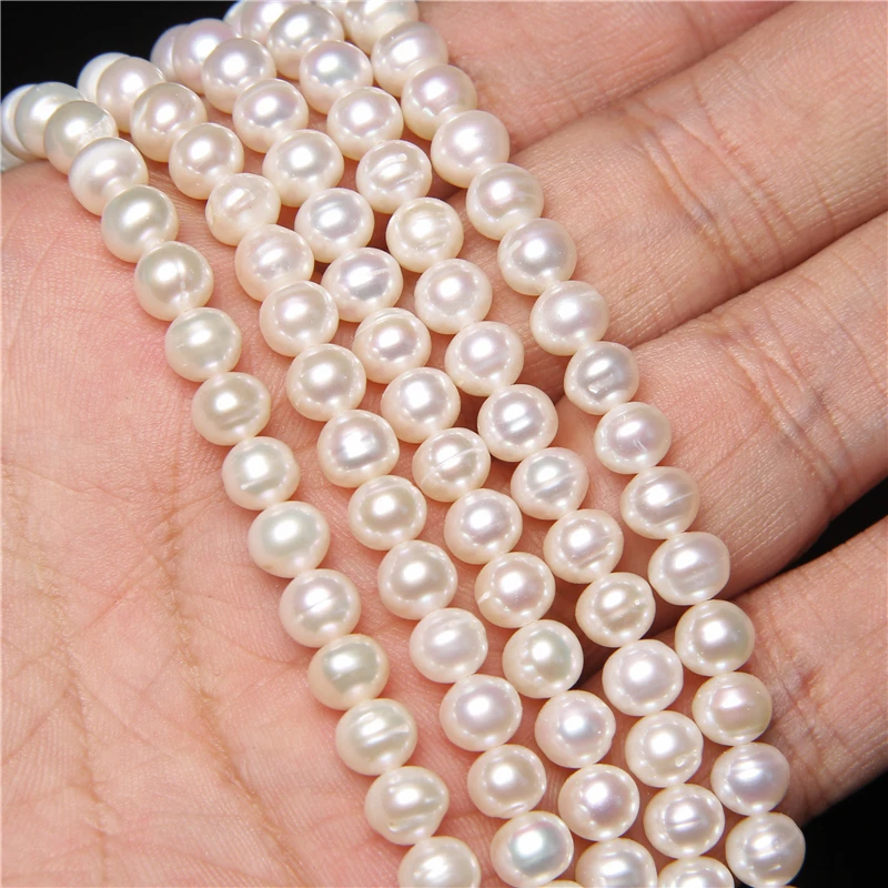 100% Real Natural Freshwater Pearl Beads For Jewelry Making Potato Round White Pearl Loose Beads DIY Bracelet Necklace 14\