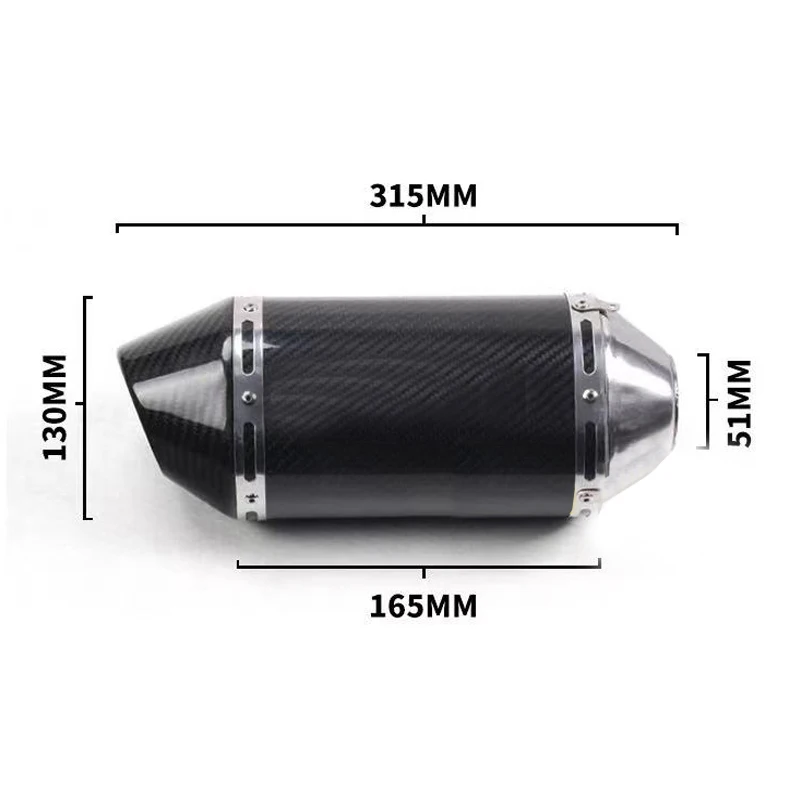 51mm M4 Motorcycle Exhaust Carbon Fiber Muffler Modified Pipe black color For Yamaha R6 Kawasaki M4 600CC 1000CC Honda CBR1000