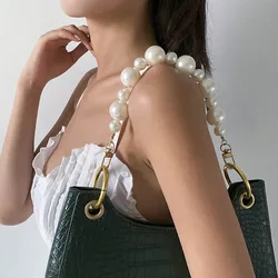 1 Pcs Pearl Strap Belt Bags Handbag Handles DIY Purse Replacement Long Beaded Chain  For Shoulder Bag Straps Pearl Belt