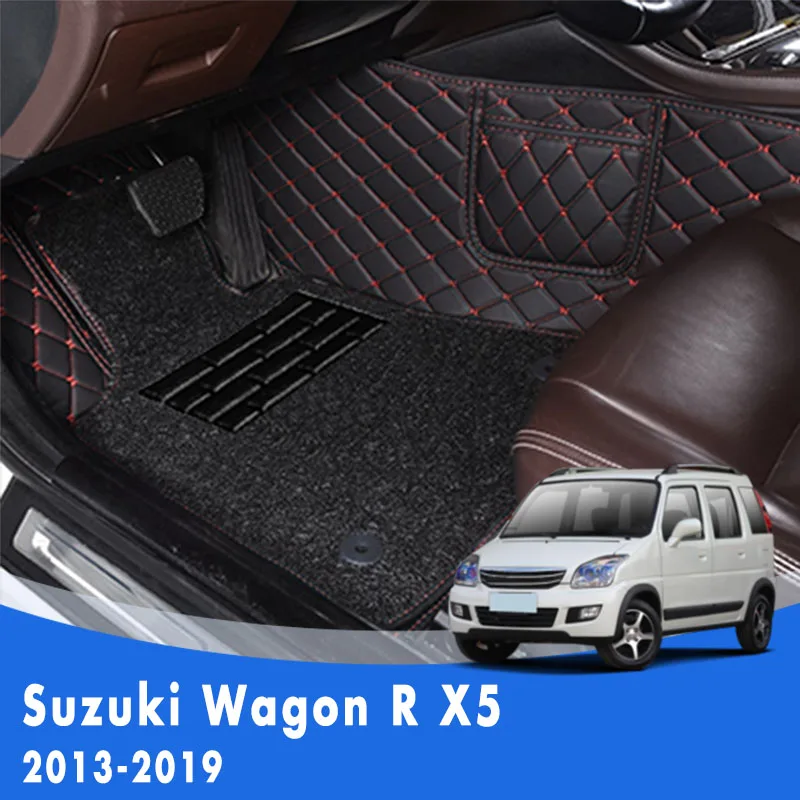 

Автомобильные коврики для Suzuki Wagon R X5 2019 2018 2017 2016 2015 2014 2013, двухслойные коврики с проволочной петлей, автомобильные накладки для ног