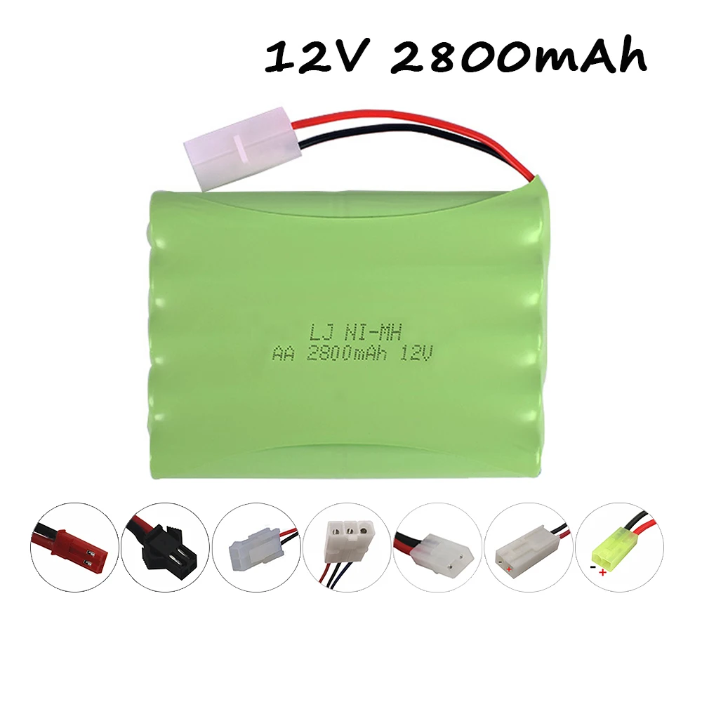 12V Nimh Batterij Voor Rc Speelgoed Auto 'S Tanks Vrachtwagens Robots Guns Boten Aa Ni-Mh 12V 2800Mah Oplaadbare batterij Sm/Jst/Tamiya