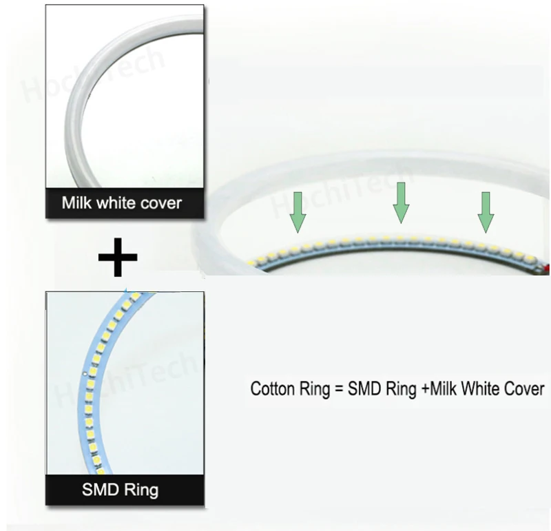 60mm 72mm 80mm 85mm 90mm 95mm 126mm 140mm 131mm 146mm 158mm For BMW E46 E36 E38 E39 E90 White circle light Cotton angel eyes kit view 2