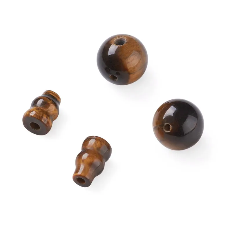 2 Set Natural Tiger Eye Buddhist Beads 3 Hole Guru Beads T-Drilled Beads Buddha Jewelry Findings Tiger Eye Round: 10mm