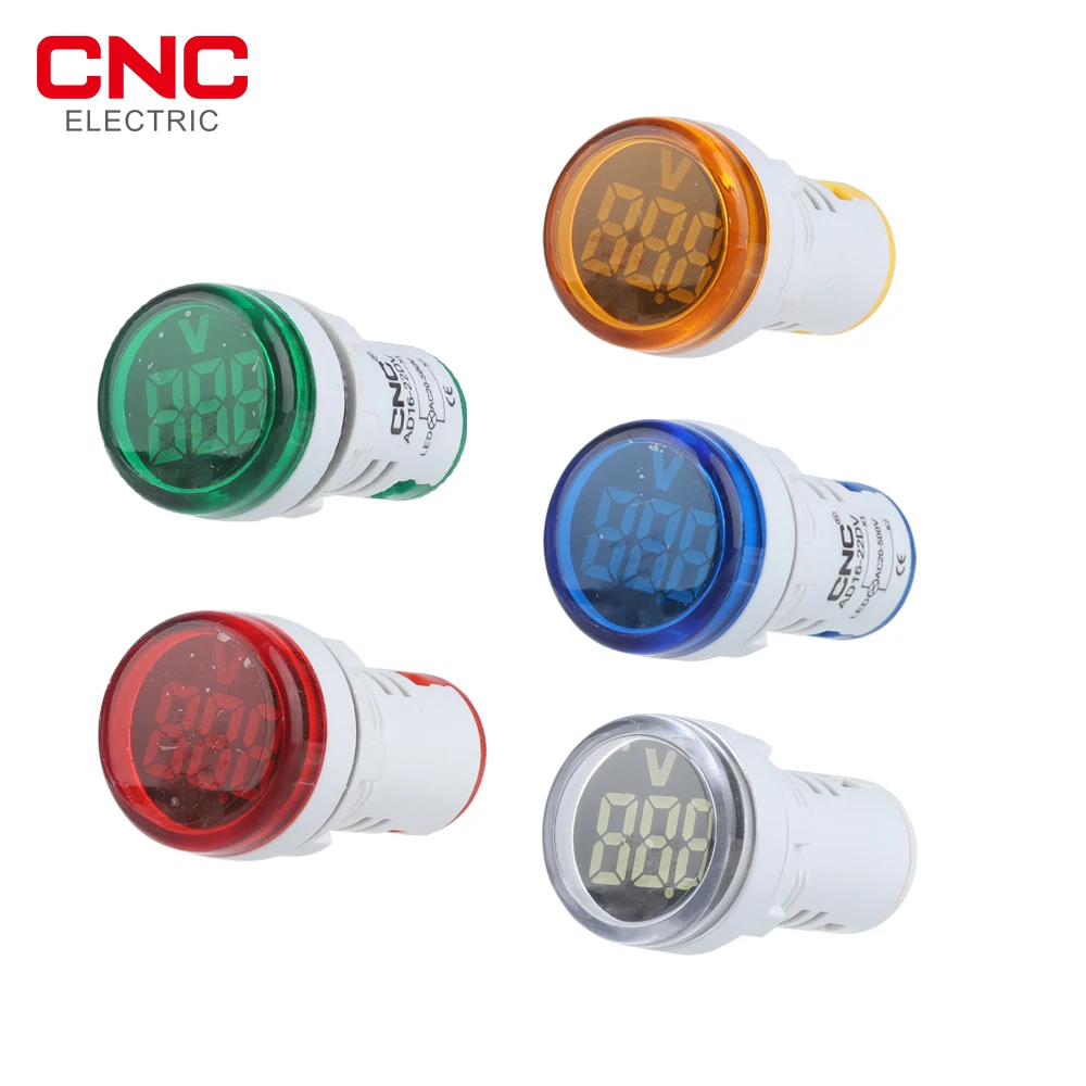 CNC 1PC AD16-22DV Mini Digital Indicator Voltmeter 22mm AC 20-500V Tester Meter Monitor Power LED 5 Color Round