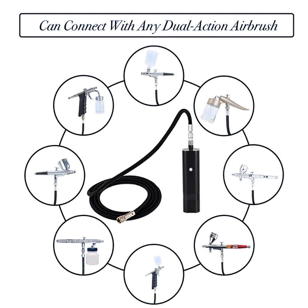 HHC Set di aerografi Wireless di tipo Tirgger aggiornato compressore ad alta pressione pistola a spruzzo a doppia azione arresto di avvio automatico per trucco artistico