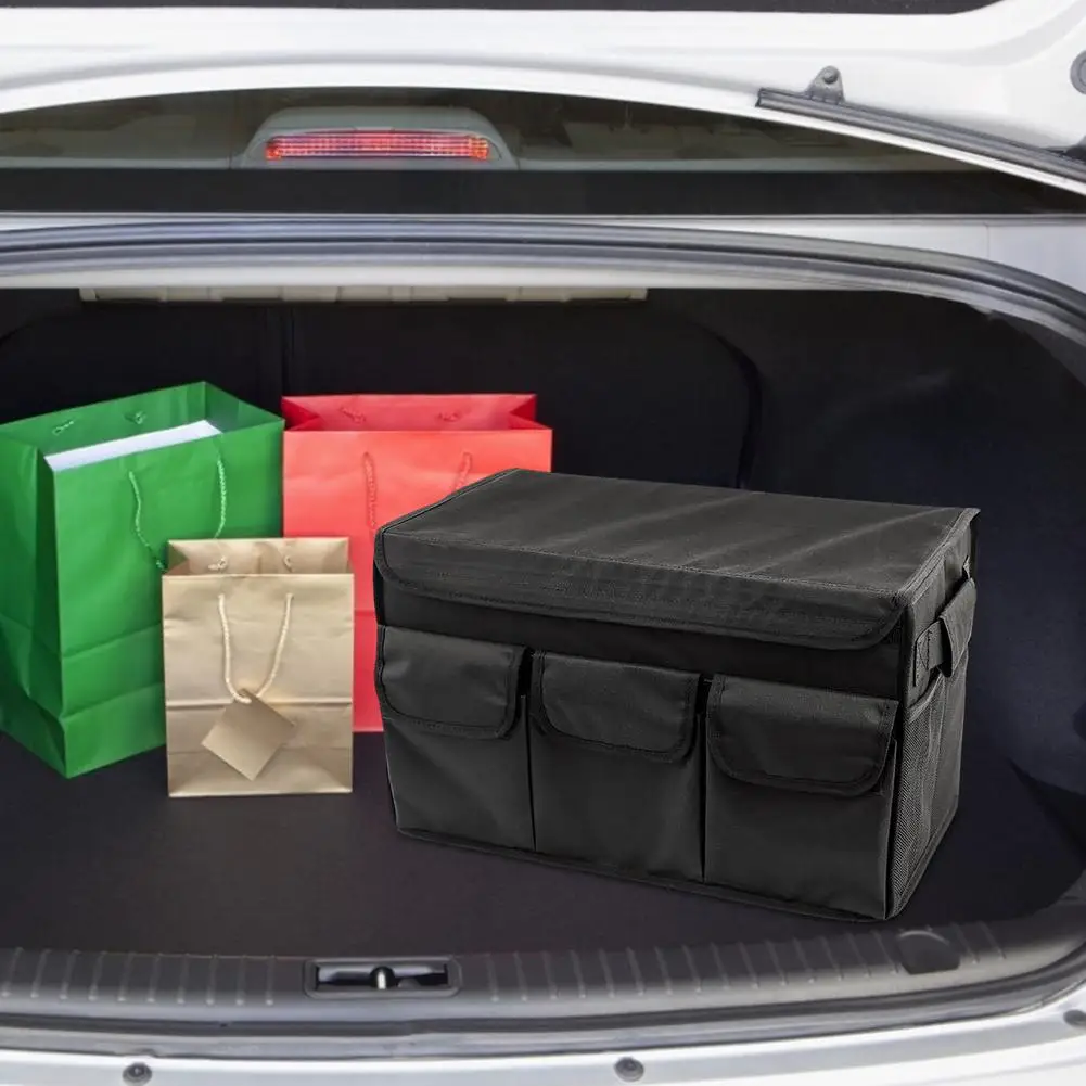 Car Trunk Organizer With Lid Eco-Friendly Multi Compartments Durable Collapsible Cargo Storage Box Container For Auto Truck SUV